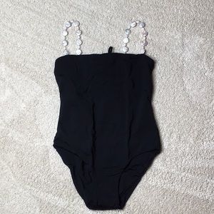 Maygel Coronel Kala One Piece - Black with Natural Pearls - One Size